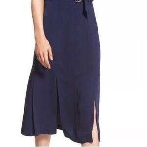 Trouve Dark Blue Midi Skirt with Slits